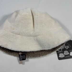 Sprigs Reversible Faux Fur Boucle‎ Bucket Hat Cream Mink One Size Adjustable